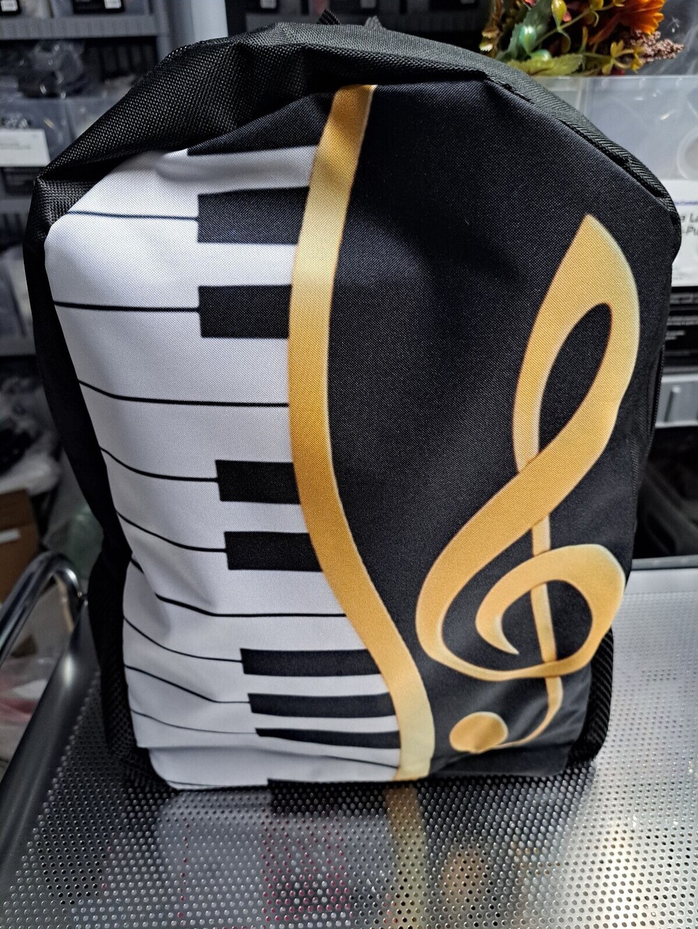 Music Themed Backpack with Piano Keys and Treble Clef Design nwot
